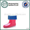 linda bota de lluvia con forro de piel cálida para niños / C-705